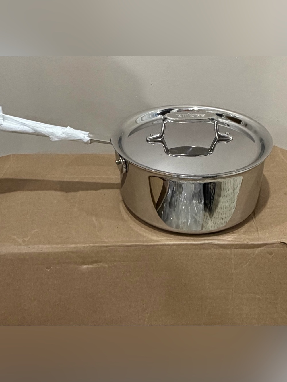 All Clad Stainless Steel Saucepan with Lid - Polished Silver